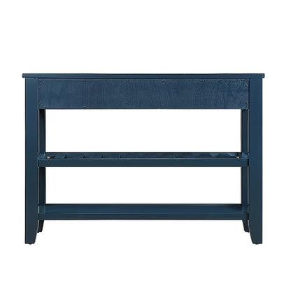 Knocbel Entryway Console Table with 2 Storage Drawers and 2 Lower Shelves, Entrance Hallway Foyer Behind Sofa Couch Table, Easy Assembly (Navy Blue) - color: Navy Blue