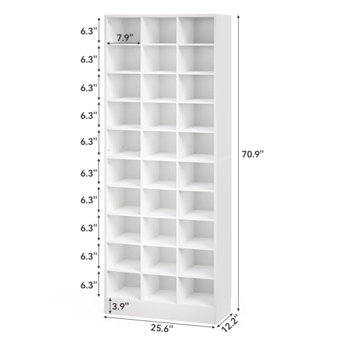 LITTLE TREE 70.9" Tall Shoe Rack, 10-Tier Freestanding Shelf, Max. Store 30 Pairs, Shoe Cabinet Organizer for Living Room, Entryway, Cloakroom, White - color: White