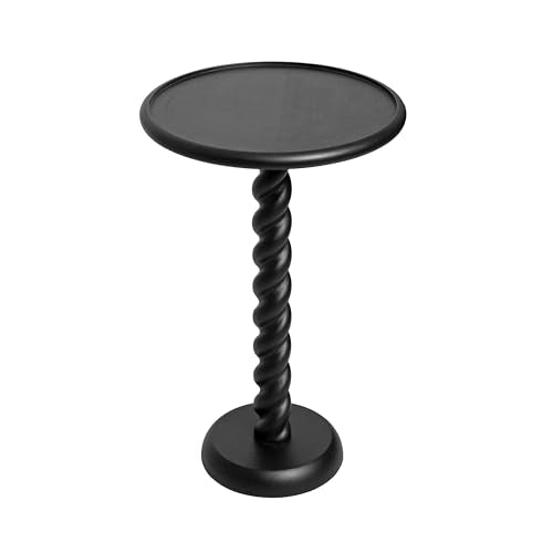 Kate and Laurel Willoughby Modern Wooden Spiraled Round Side Table, 15 x 15 x 24, Black, Accent Pedestal End Table with Turned Base for Use as Indoor Plant Stand or Bedroom Nightstand Option - color: Black