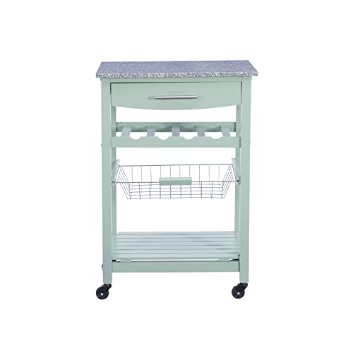 Linon Kitchen Island, Green, 15.75 x 22.83 x 33.86 Inches - color: Green and Granite, style: Whitney