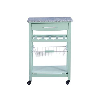 Linon Kitchen Island, Green, 15.75 x 22.83 x 33.86 Inches - color: Green and Granite, style: Whitney