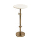 Kate and Laurel Engles Traditional Adjustable-Height Pedestal Drink Table, 10 x 10 x 30, White Marble and Antique Brass, Vintage Round Indoor Metal Plant Stand with Authentic Marble Tabletop