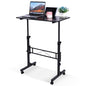 KLSMYHOKI Standing Desk Adjustable Height, Mobile Stand Up Desk with Wheels | Small Computer Desk Rolling Desk, Portable Laptop Desk Black Standing Table Home Office Desks 16"x31.5" Height 27"-43.5" - color: Black