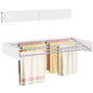 Wall Mounted Clothes Drying Rack Folding Indoor, Foldable Laundry Drying Rack Collapsible, Space Saving, Retractable Towel Drying Rack, with Wall Template(5 Drying Rods, White 23.6") - color: White, size: White-23.6"