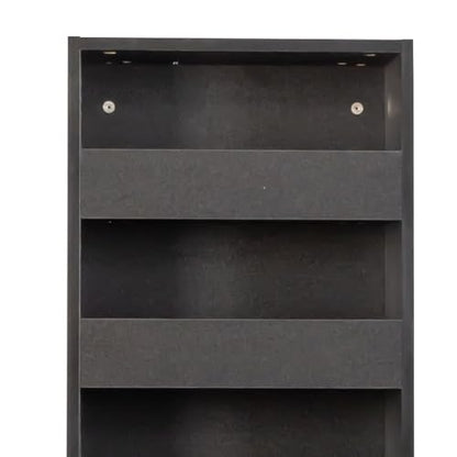 Slim Storage Cart Black Pull-Out Spice Rack Next to Fridge,Narrow Storage Cabinet with Open Self, Wood Unit Storage Rack with Handle Wheels for Narrow Spaces,7 Tier - size: 1