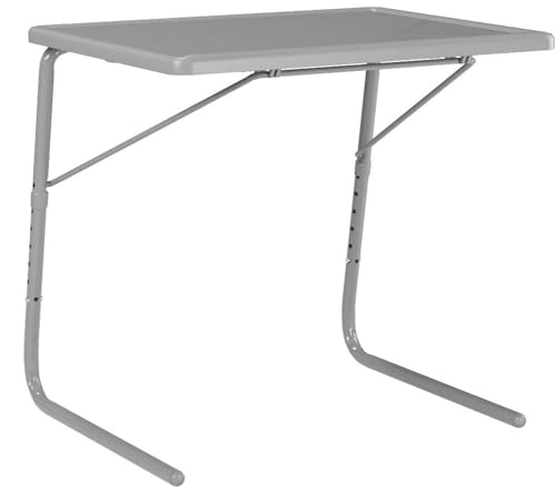 Table-Mate TV Tray Table | Portable Desk Folding Dinner Tray, Couch Table Trays for Eating Snack Food, Portable Laptop Desk, Bed Trays for Eating | Adjustable TV Trays with 3 Angles and Cup Holder - color: Silver, size: 20"D x 25"W x 30"H