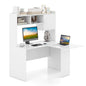 Tangkula L-Shaped Desk with Storage Hutch, Corner Computer Desk with Shelves & Cabinet, Modern Writing Study Table for Home Office, Laptop PC Workstation, White