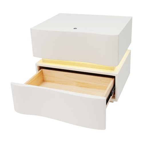 Minimalist Nightstand with LED Light, Wooden Bedside Table with 2 Drawers Small Modern Side Table for Bedroom Dorm Small Spaces - size: 2 Drawer