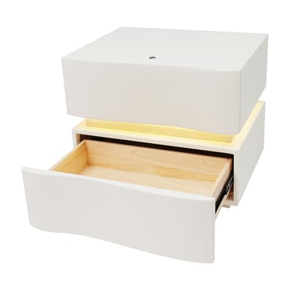 Minimalist Nightstand with LED Light, Wooden Bedside Table with 2 Drawers Small Modern Side Table for Bedroom Dorm Small Spaces - size: 2 Drawer