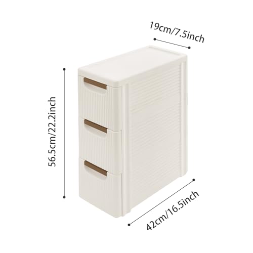 Narrow Storage Deep Cabinet, Space-Saving Mobile Slim Plastic Bathroom Storage Cart, Organizer Cart with Wheels for Office Classroom Bedroom, Easy Assembly & Removable Drawers (3-Tier) - size: 3-Tier