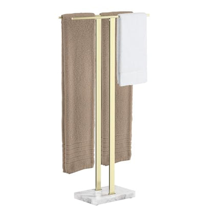 KES Brushed Gold Standing Towel Rack, 37" H, Heavy Marble Base, Bathroom | Equal-Height, Fits Large Bath Towels, Freestanding Design, Modern Luxury, 18/8 Stainless Steel Rustproof - color: Gold, size: 37" H (Equal-height)
