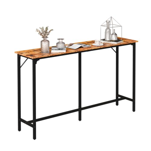 VINGLI 63 Inch Bar Table, Rectangular Counter Height Home Pub Table, Brown | High Top, Multi-Scene Use for Kitchen Dining Living Room Sofa Entryway, Wooden Tabletop & Metal Base, Easy to Install - color: Brown, size: 63"L