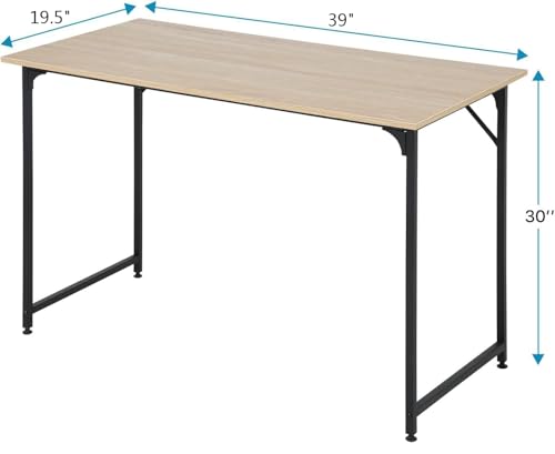 Dkelincs 40 Inch Small Computer Desk Home Office Desk Writing Desk Modern Simple Style Study Work Table with Metal Frame, Easy Assembly, Adjustable Feet, Water-Resistant, Scratchproof Surface, Nature - color: Nature, size: 40 Inch