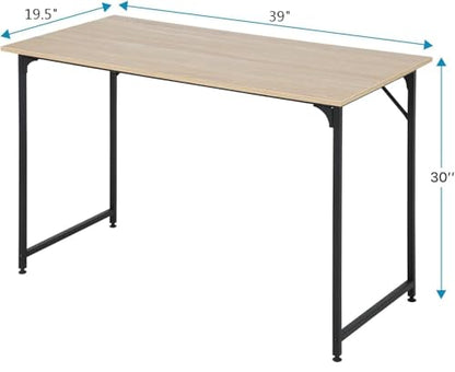 Dkelincs 40 Inch Small Computer Desk Home Office Desk Writing Desk Modern Simple Style Study Work Table with Metal Frame, Easy Assembly, Adjustable Feet, Water-Resistant, Scratchproof Surface, Nature - color: Nature, size: 40 Inch