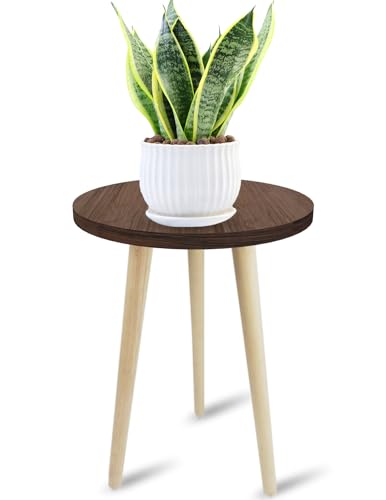 18IN Tall Plant Stand Holder for Indoor Planters, Mid Century Small Round Wood Table for Living Room Corner Floor - size: 18IN