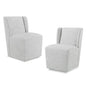 KISLOT Upholstered Dining Chairs Set of 2 with Casters, Wingback Modern Side Armless Deskchair with Rollers for Diningroom Bedroom Livingroom Reading Room, Light Grey Fabric - color: A Light Grey Fabric, size: Set of 2