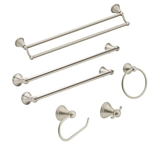 Moen Preston Collection Brushed Nickel 18-Inch Single Bathroom Towel Bar, DN8418BN - color: Brushed Nickel, size: 18 Inch