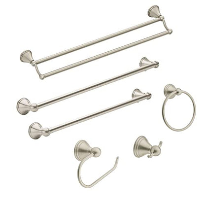 Moen Preston Collection Brushed Nickel 18-Inch Single Bathroom Towel Bar, DN8418BN - color: Brushed Nickel, size: 18 Inch