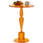Acrylic Round Side Table, End Table Nightstand Pedestal Table for Living Room, Bedroom, Balcony (Orange, 15.7“×15.7”×21.7“) - color: Orange