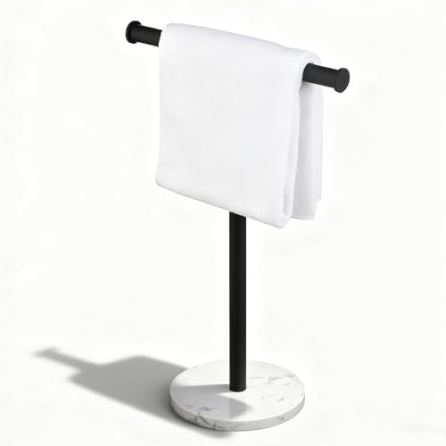Hand Towel Holder, NEWRAIN Countertop Hand Towel Holder Stand, Stainless Steel Free Standing Hand Towel Rack with Heavy Marble Base, for Bathroom Kitchen & Counter top, Matte Black - color: Matte Black, style: 1-Tier