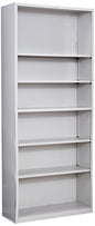 HON Brigade Metal Bookcase - Bookcase with Six Shelves, 34-1/2w by 12-5/8d by 81-1/8h, Light Gray (HS82ABC) - color: Light Gray, size: 6 Shelves