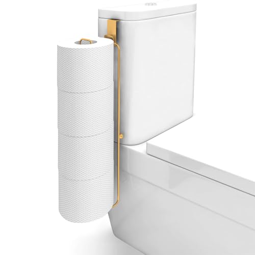 Conworld Toilet Paper Storage Wall Mount, Over The Tank Toilet Tissue Roll Holder Dispenser Reserve for Bathroom Storage and Organization, for 4 Roll Tissue, Gold, 1 Pack - color: Gold,hold 4 Rolls-1 Pcs