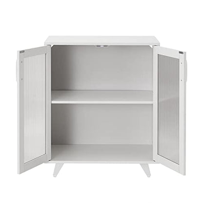 Panana Kitchen Buffet Server Table Accent Sideboard Cupboard Server Buffet Console Table with Doors Cabinet (27inch, White) - color: White, size: 27inch