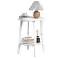sthmec Side Table, Small Round End Table with Storage Shelf for Small Space, 2-Tier Bedside Table Sofa Couch Table, Round Accent Table Nighstands for Living Room, Bedroom,White - color: White