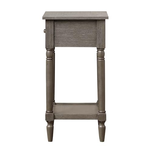 Convenience Concepts French Country Khloe 1 Drawer Accent End Table 14" - Traditional Farmhouse Side Table with Storage Drawer and Shelf for Living Room, Wirebrush Dark Gray - color: Wirebrush Dark Grey
