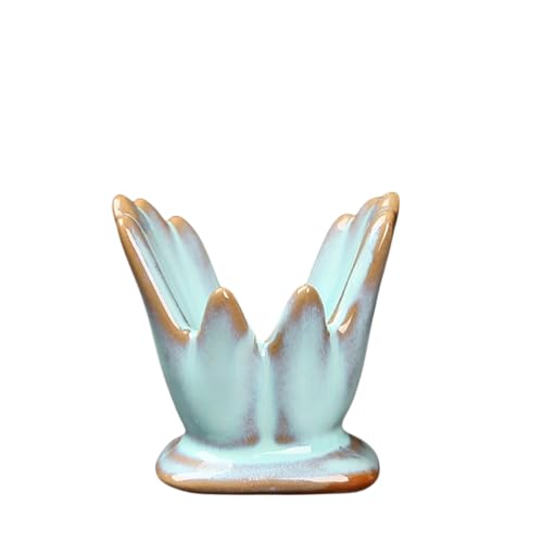 Air Plant Holder Cute Ceramic Mini Hand Shape Stand Airplants Tillandsia Small Container Pot Plant Decorative Home Decor for Desk Table Shelf Office Decorations, Blue - color: Blue 1pc
