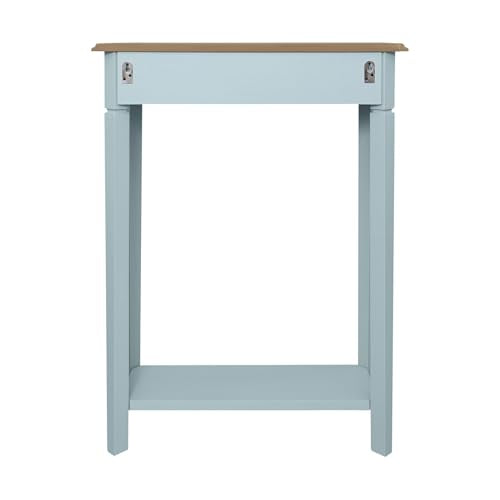 East at Main Console Table – 23.75” Wide Narrow Powder Blue Entryway Table with Storage & Shelf – Two Tone French Country Accent Table for Hallways, Foyers, Living Rooms and Small Spaces – Handcrafted