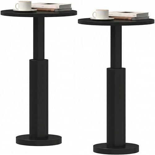 LAATOOREE Small Round Side Tables Set of 2, Drink Tables, Accent Coffee Tables, Pedestal End Tables with Thick Solid Wood Legs for Living Room,Sofa Couch,Small Spaces,Bedroom (2, Black) - color: Black, size: 11.8"D x 11.8"W x 24.45"H