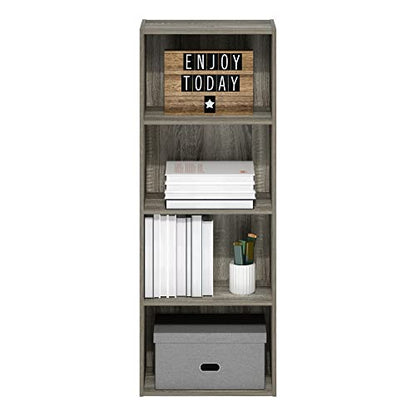 Furinno Luder Bookcase / Book / Storage, 4-Tier, French Oak - color: French Oak, size: 4-Tier, 9.3 x 15.6 x 41.7