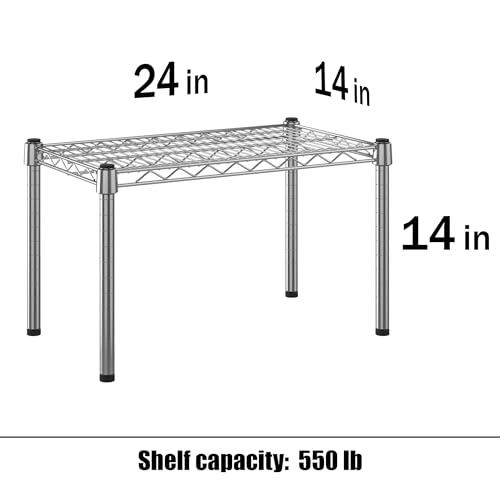 14" Deep x 24" Wide x 14" Height Wire Shelving Kit | 1-Tier | NSF Commercial Storage Rack Unit - size: 14" Deep x 24" Wide