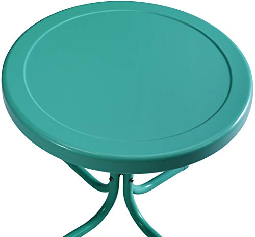 Crosley Furniture Griffith Weather Resistant Retro Metal Outdoor Side Table for Patio, Deck, Porch, Turquoise - color: Turquoise