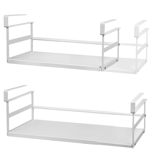Under Shelf Storage Basket, 2-Pack Under Cabinet Shelf Organizer | Expandable Hanging Basket Holds 35 lbs Add-On Kitchen Pantry Cupboard Counter Laundry 13.19-23.03" W x 8.66" D x 4.13" H - size: 13.19-23.03" W × 8.66" D × 4.13" H