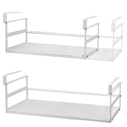 Under Shelf Storage Basket, 2-Pack Under Cabinet Shelf Organizer | Expandable Hanging Basket Holds 35 lbs Add-On Kitchen Pantry Cupboard Counter Laundry 13.19-23.03" W x 8.66" D x 4.13" H - size: 13.19-23.03" W × 8.66" D × 4.13" H