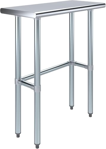 30″ × 14″ Open-Base Stainless Steel Work Table – NSF Certified Narrow Commercial Prep Table with Galvanized Legs for Kitchens, Labs & Food Trucks - size: 30"x14"