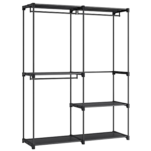 SONGMICS Portable Closet, Freestanding Closet Organizer, Clothes Rack with Shelves, Hanging Rods, Storage Organizer, for Cloakroom, Bedroom, 54.3 x 16.9 x 71.7 Inches, Black URYG025B02 - size: 54.3"L x 16.9"W x 71.7"H
