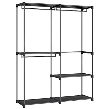 SONGMICS Portable Closet, Freestanding Closet Organizer, Clothes Rack with Shelves, Hanging Rods, Storage Organizer, for Cloakroom, Bedroom, 54.3 x 16.9 x 71.7 Inches, Black URYG025B02 - size: 54.3"L x 16.9"W x 71.7"H