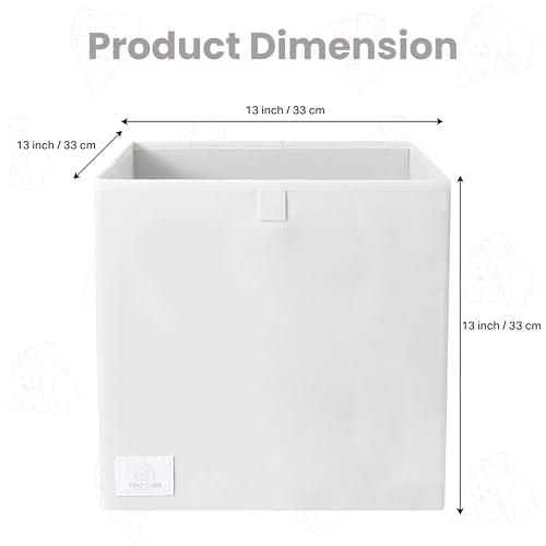 Two Cubs Foldable Kids Toy Storage Box - 13"x13" Cube Organizer Bin with Durable 2.6mm Plastic Plate Boards, Pig Design in White - Collapsible Nursery & Playroom Storage, Fits IKEA Kallax Shelves - color: Pig