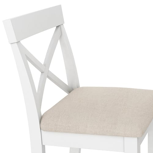Farmhouse Rustic 3-Piece Counter Height Wood Kitchen Dining Sets, Home Bar Pub Kitchen Set, 48'' Long Bar Table with 2 Upholstery Chairs for Small Places - color: Beige-3-piece