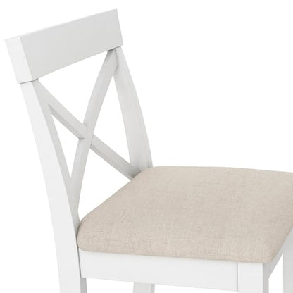 Farmhouse Rustic 3-Piece Counter Height Wood Kitchen Dining Sets, Home Bar Pub Kitchen Set, 48'' Long Bar Table with 2 Upholstery Chairs for Small Places - color: Beige-3-piece