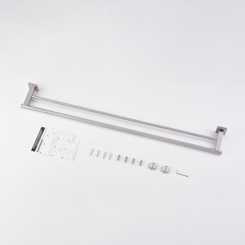 Miyili 36-Inch Bath Double Towel Bar Stainless Steel Bathroom Towel Rack Holder Wall Mount Brushed Finish, A02N90B - color: Brushed Steel, size: 36-Inch