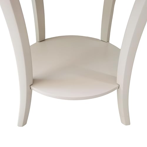 Roundhill Furniture Perth Contemporary Round End Table with Shelf - color: Ivory