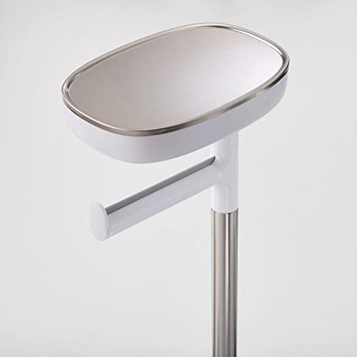 Joseph Joseph EasyStore Butler Toilet Paper Holder Stand and Spare Roll Storage with Shelf and Drawer, Stainless Steel - style: Stand