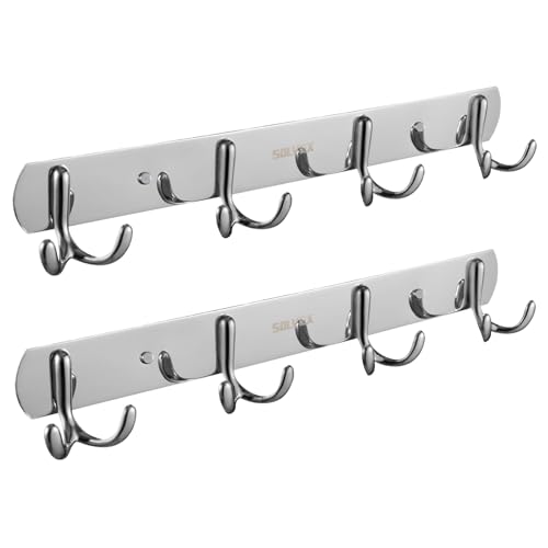 SOLVEX Coat Rack Wall Mount,2 Pack Coat Hooks Wall Mount, Hat Rack Key Holder Bag Hanger for Wall,Wall Hooks for Hanging,Purse Hanger Towel Hooks for Bathroom SP-60302 - color: Silver, size: 2 Pack-4 Hooks