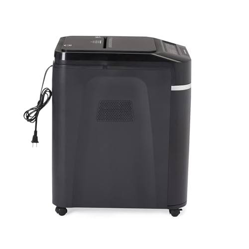 Amazon Basics 200-Sheet Auto Feed Cross-Cut Paper Shredder, High Security P-4, Anti-Jam, 8.5 Gallon Pullout Bin, Black - color: Black, size: 200 Sheet