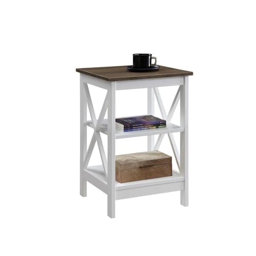 Convenience Concepts Oxford End Table 15.75" - Modern Living Room Table with Storage Shelves, Transitional Nightstand Side Table for Home Decor and Display, Driftwood/White - color: Driftwood/White