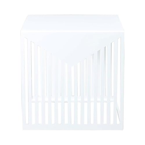 LeisureMod Mid-Century Design Square Side/End Table, Steel Powder Coated Finish, Perfect for Modern and Contemporary Living Space, White - color: White
